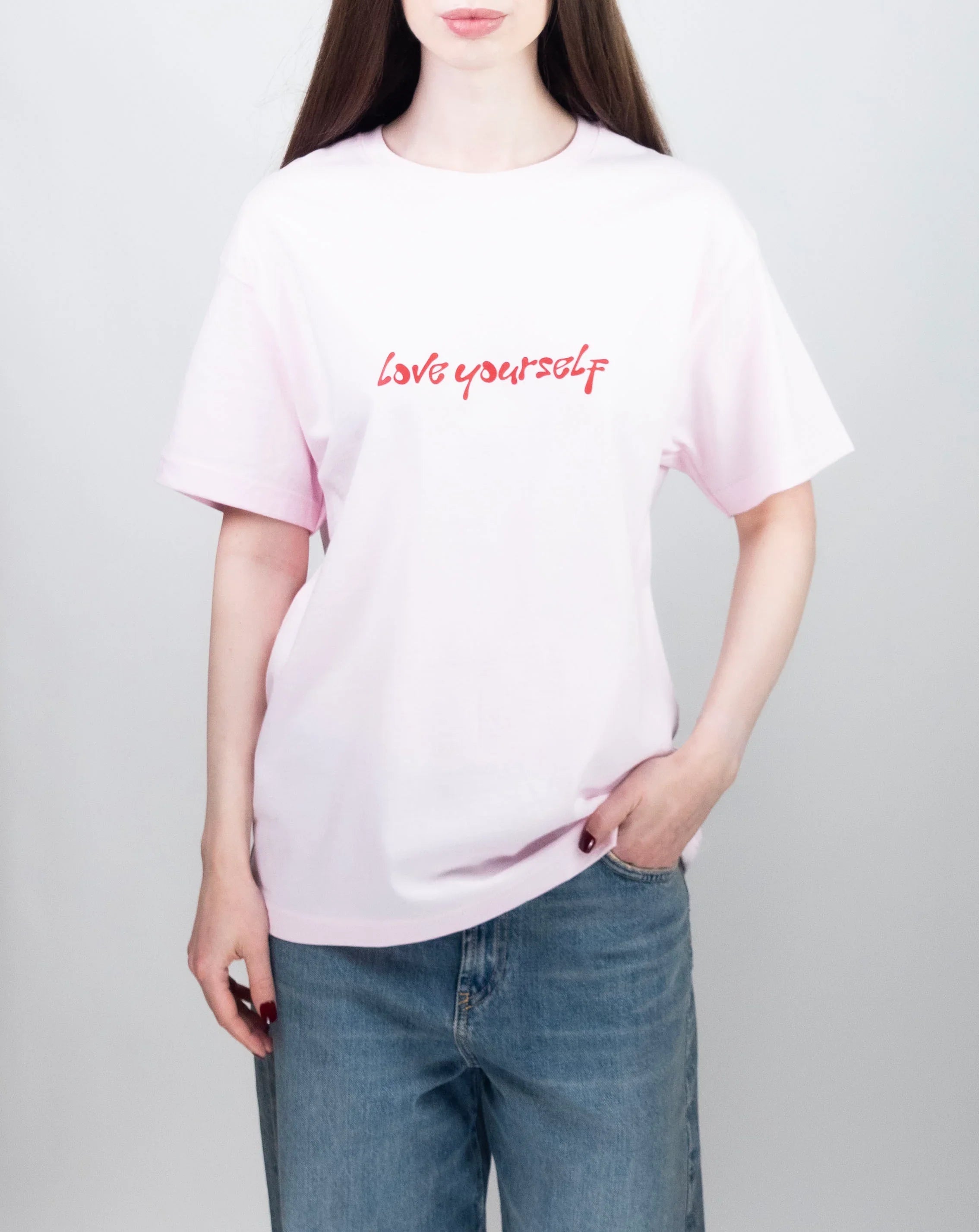 LOVE YOURSELF CLOUD SOFT TEE - PASTEL PINK